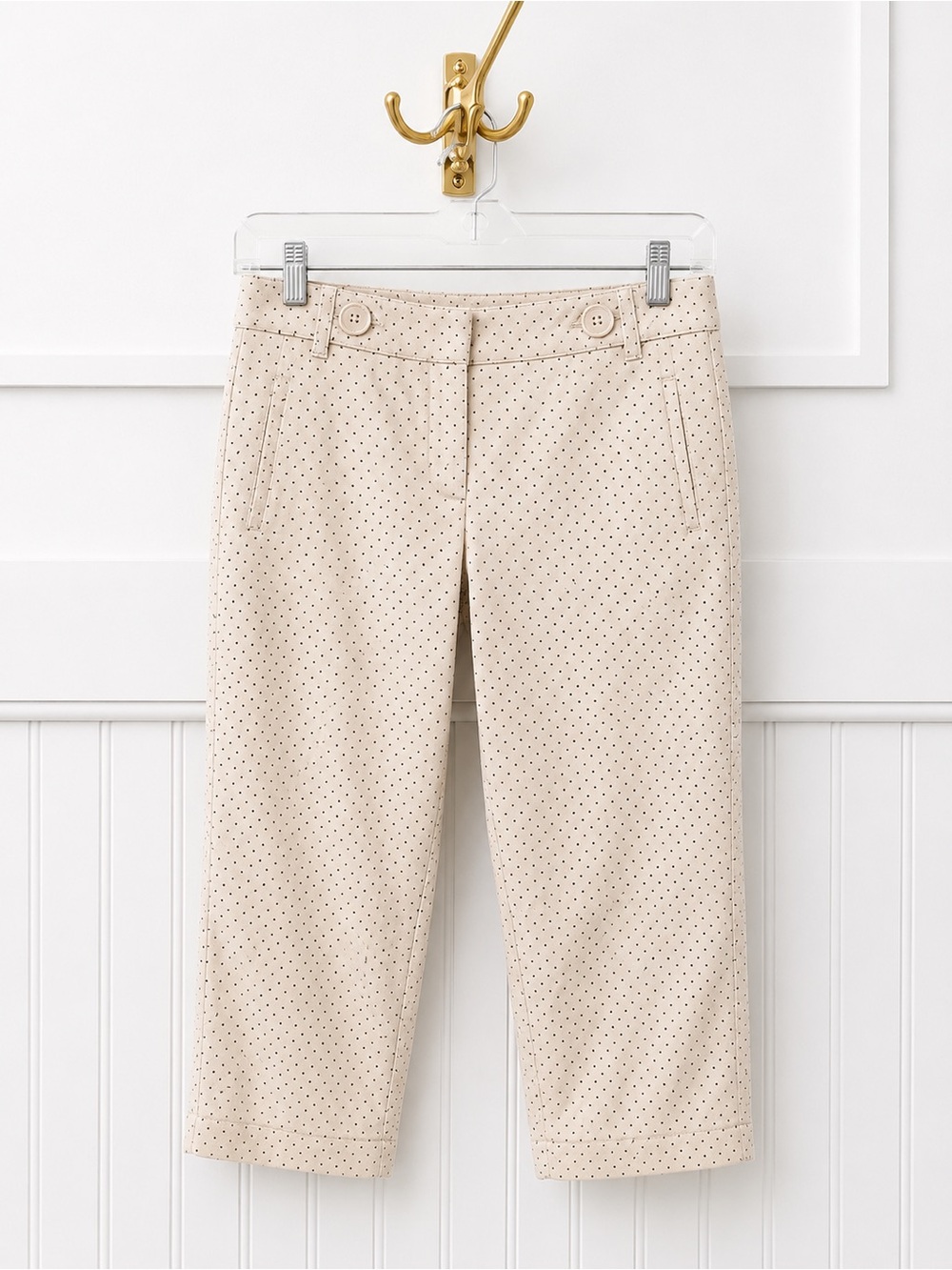 LOFT Petite Tan Polka Dot Trousers